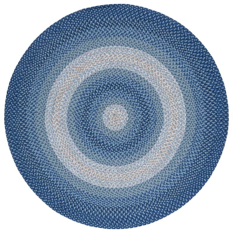 SAFAVIEH Handmade Braided Kita Country Rug - 5' Round - Navy/Grey