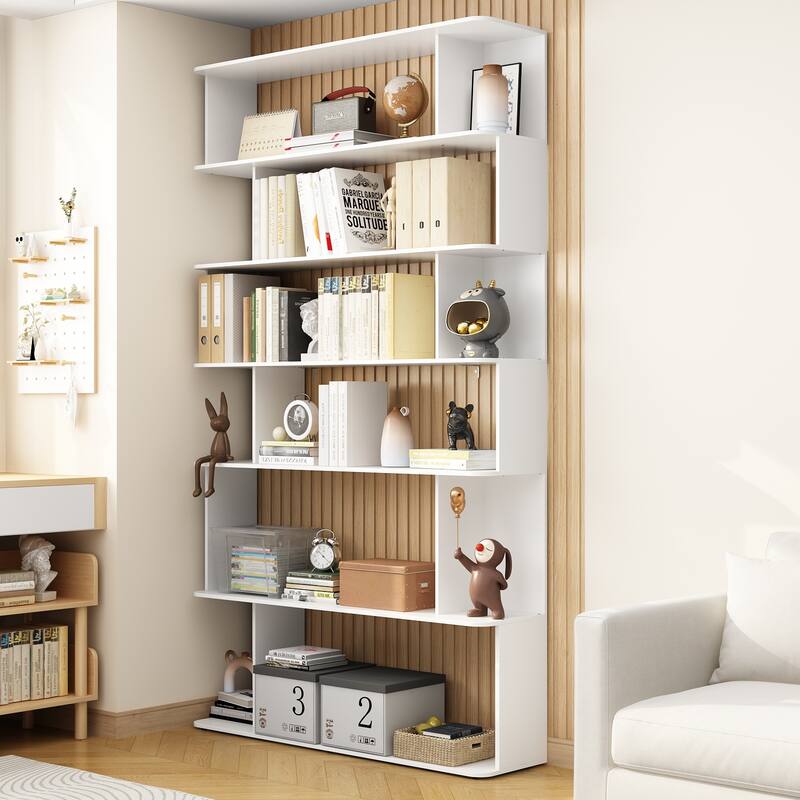 Bookshelf Wood Bookcase Free Standing Room Dividers Display Storage