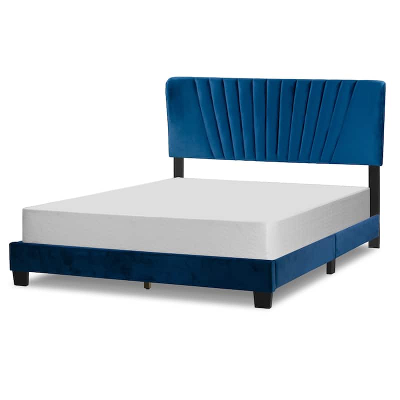 Autumn Fabric Queen Bed with Decorative Stitching