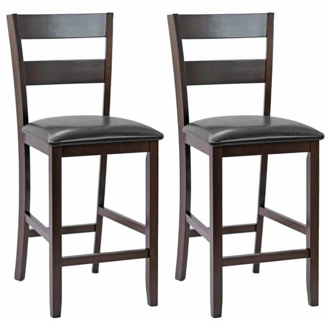 2-Pieces Upholstered Bar Stools Counter Height Chairs with PU Leather Cover - 18.5" x 16.5" x 39" (L x W x H)