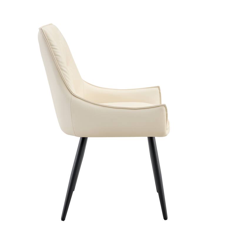 Set of 4 Side Chair Dining Chair Kitchen Chair Leather Chair Flat Back Upholstered Chair Off White Chair