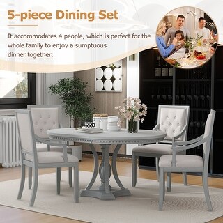 Retro 5-piece Dining Set Extendable Round Table and 4 Chairs - Bed Bath ...