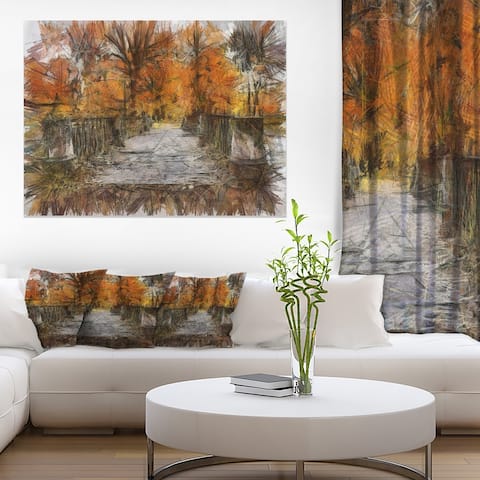 Designart "Beautiful Watercolor Autumn Forest" Landscape Canvas Wall Art