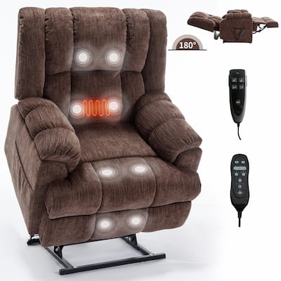 Dual Motor Heat Massage Infinite Position Up to 350 LBS Electric Power Lift Recliners with Power-Remote