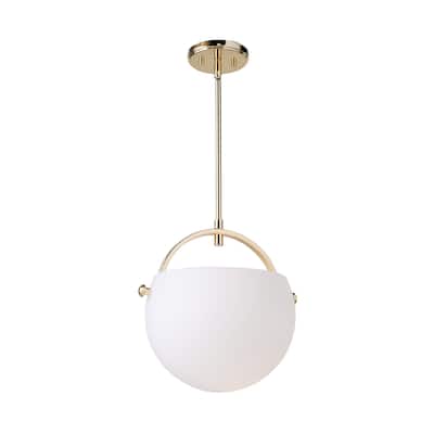 Single Opal Glass Pendant (Polished Brass) - Polished Brass