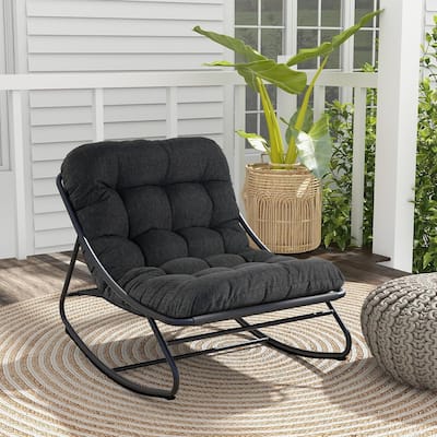 Indoor &Outdoor Oversized Rocking Chair, Comfy Reading Chairs Set with Padded Cushion for Movie Watching, Leisure,Relaxing