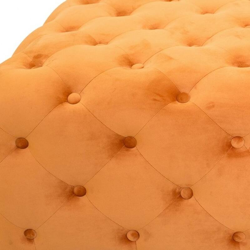 HomeRoots 40" Orange and Brown Fabric and Solid Wood Square Coffee Table - 40' X '18' X '40