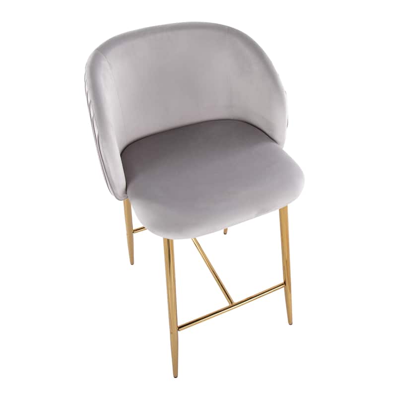 Silver Orchid Pleated Fixed-Height Counter Stool - Set of 2
