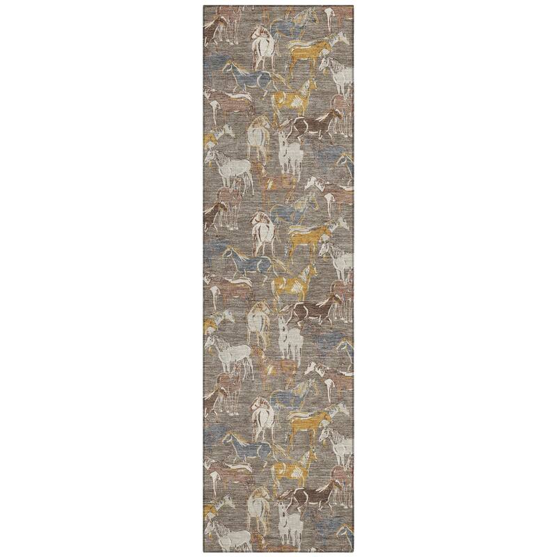 Machine Washable Indoor/ Outdoor Horse Herd Chantille Rug