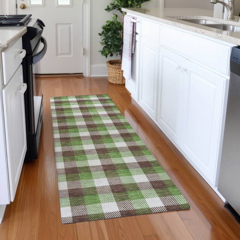 Premium Washable Super Soft Plaid Mayfield Rug - Brown - 2'3" x 7'6"
