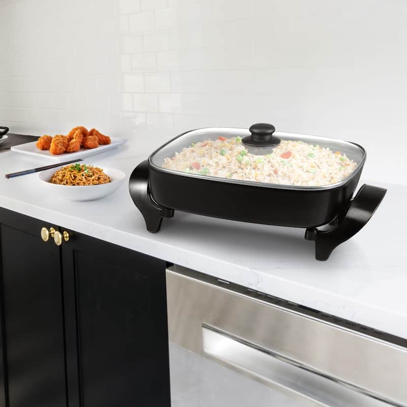 14.96 Inch Non-Stick Coating Electric Fry Pan with Temperature Control