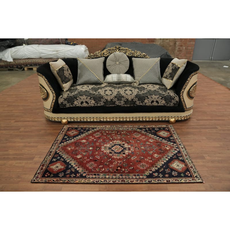 Hand Knotted Oriental 100% Wool Carpet Traditional Tribal Red Shiraz Area Rug - 5' 6'' X 3' 8''