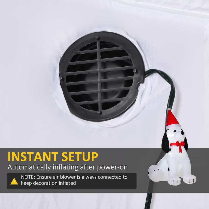 HOMCOM 6 ft. Inflatable Dog in Santa Hat, Cute Christmas Decoration