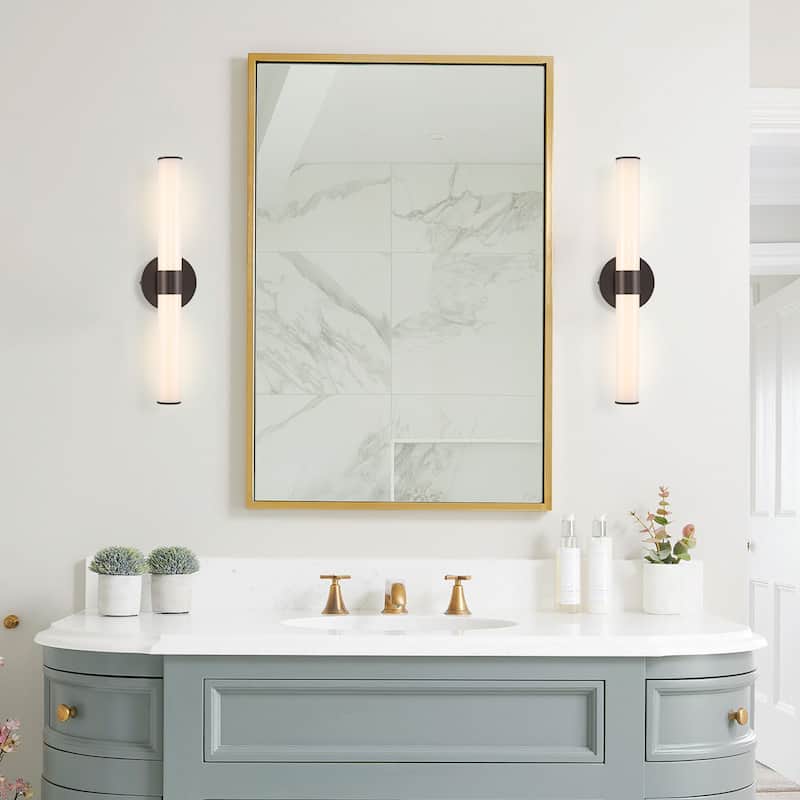 Elyse 20.13" 1-Light Industrial Mid-Century Iron Integrated LED Vanity Light, by JONATHAN Y