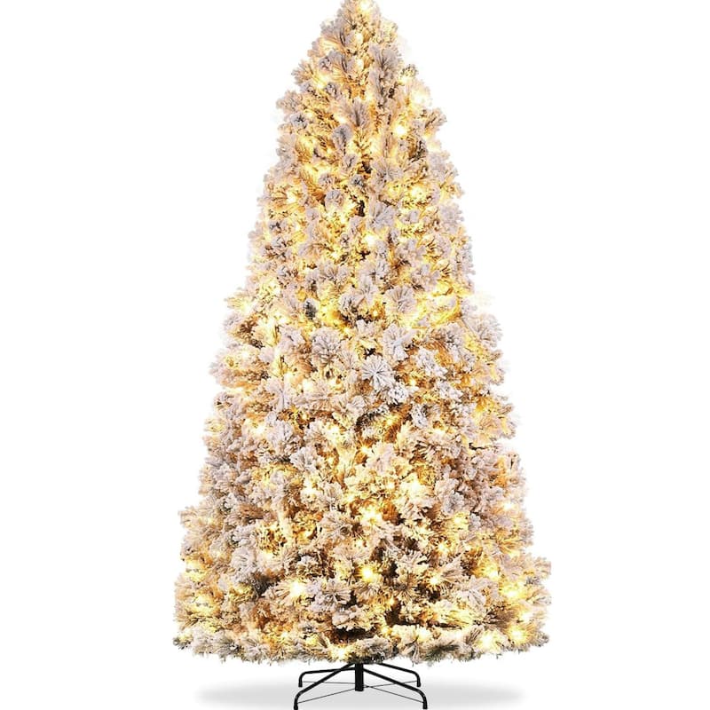Prelit Snow Flocked Christmas Tree, Artificial Xmas Tree - N/A - 6 Foot