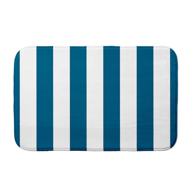 Rugby Stripe Bath Mat - 21 x 34 - Blue