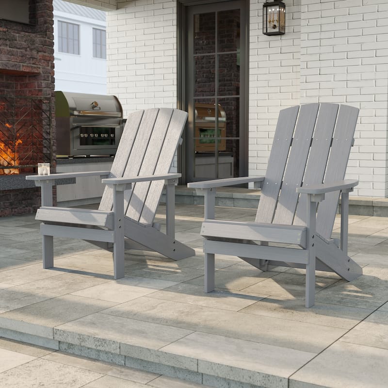 LIVOOSUN Outdoor Recycled Plastic Modern Outdoor Adirondack Chair Set of 1/2/4 - 2 Pieces - LightGray