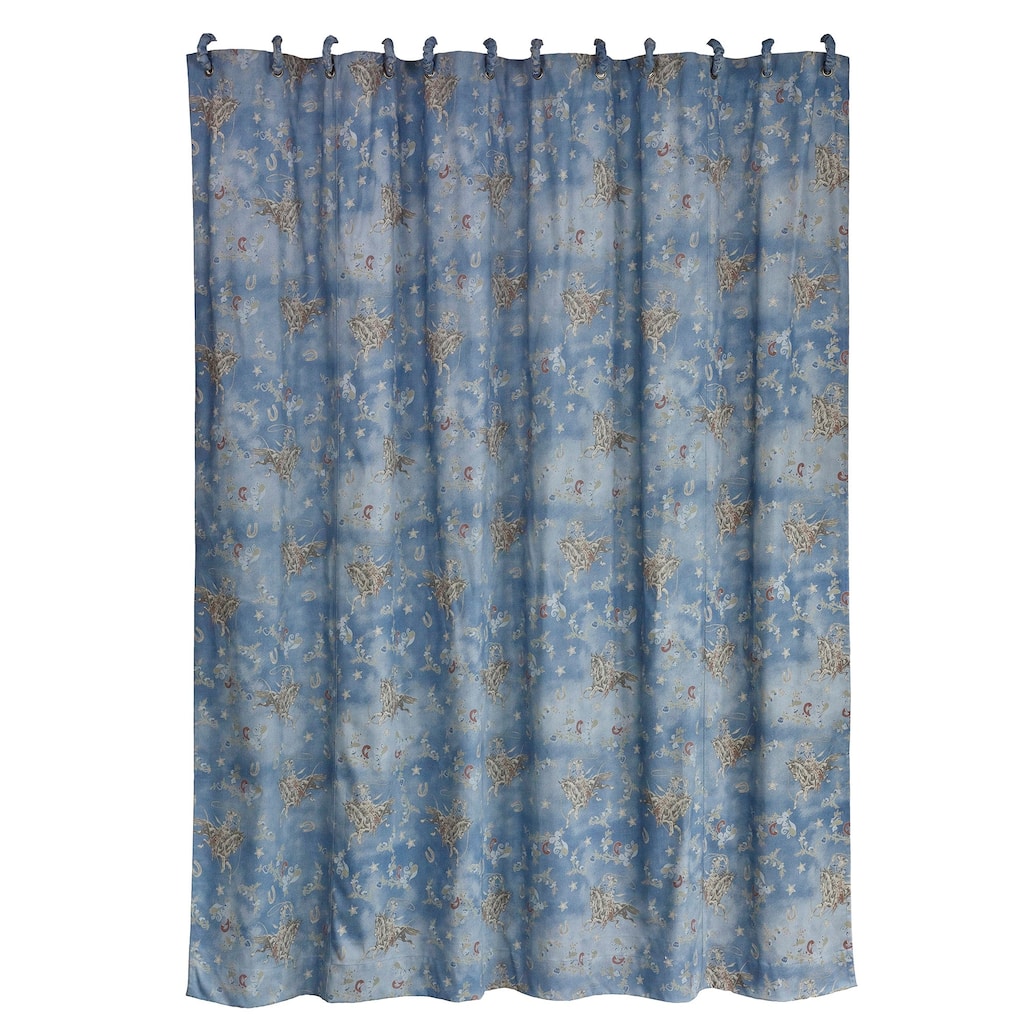 Tasha Polizzi Lee Western Washed Denim 72x72 inch Shower Curtain with 12 Fabric Covered Rings