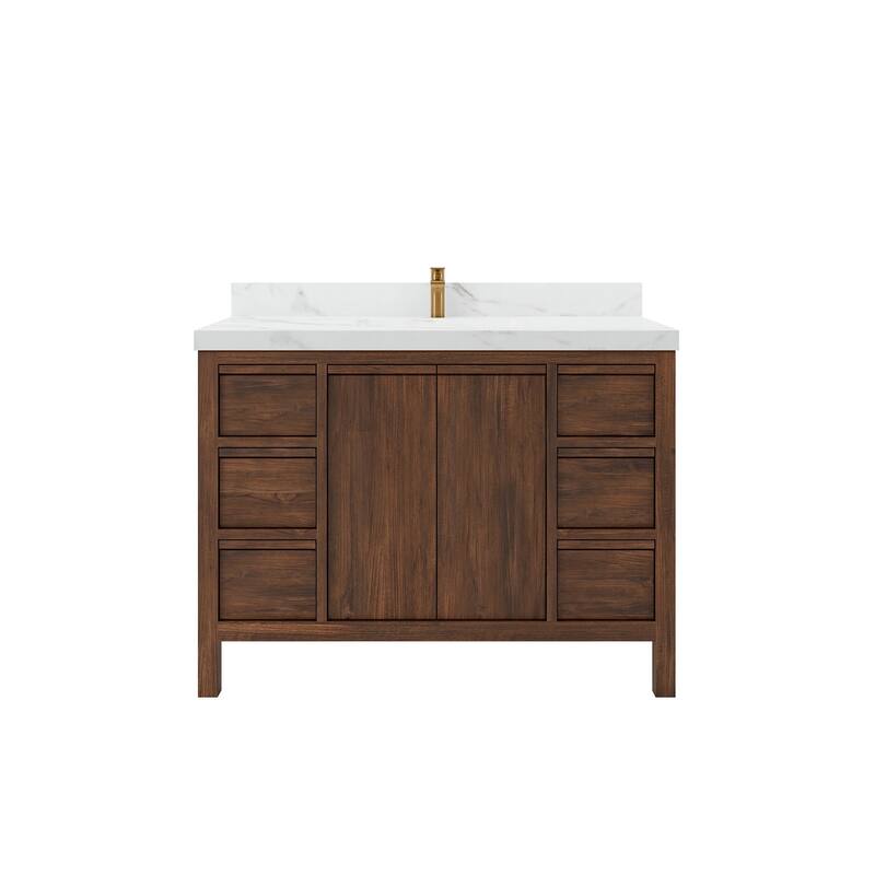 Willow Collections 48 in. W x 22 in. D Elizabeth Solid Teak Single Sink Bathroom Vanity with Countertop