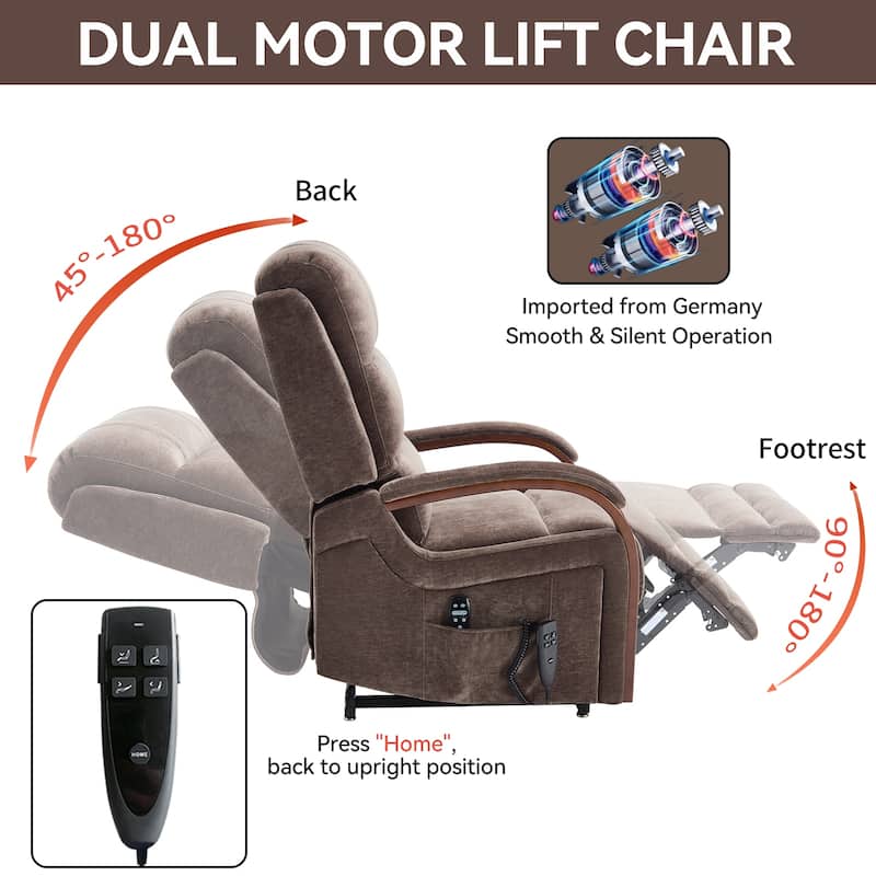 Chenille Lift Recliner Chair - Brown