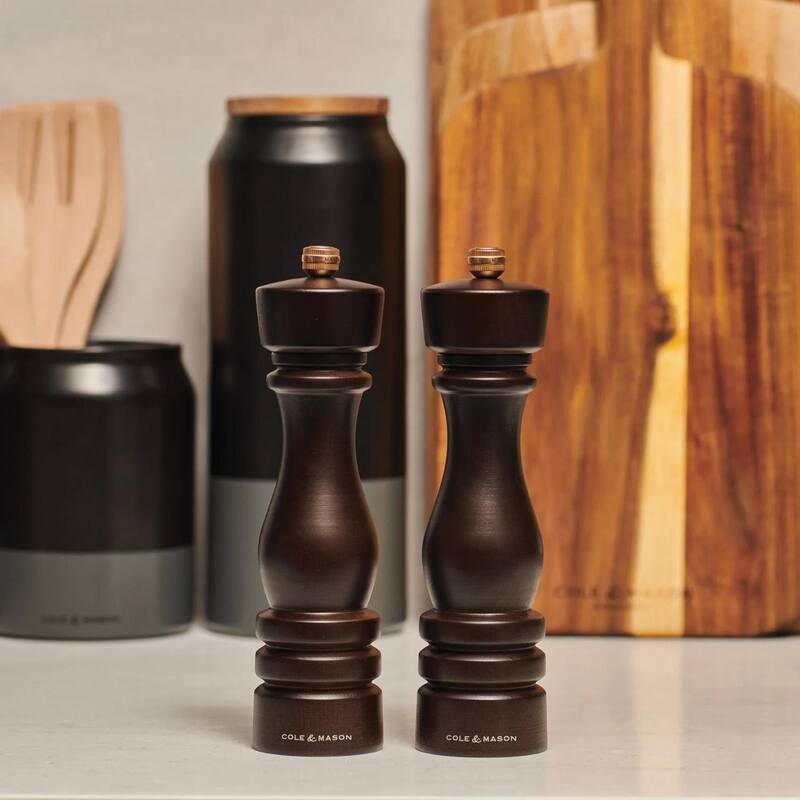 Cole & Mason London Chocolate Wood Pepper Mill 5" - Adjustable Grind, Carbon Steel Mechanism