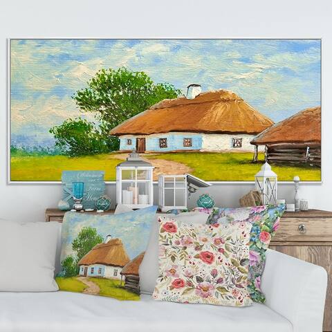 Designart "Traditional House In The Village VIII" Landscapes Framed Canvas Wall Art