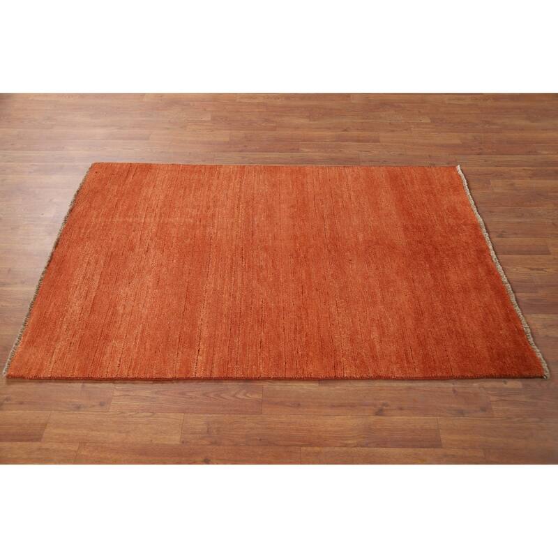 Orange Gabbeh Oriental Foyer Rug Contemporary Handmade Wool Carpet - 3'3"x 4'10"