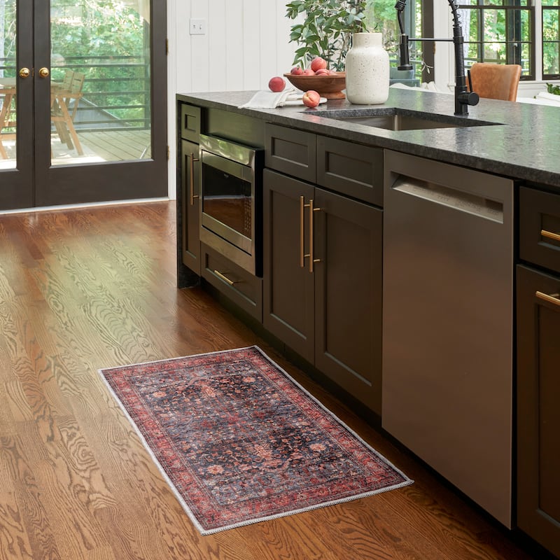 Brilliance Machine Washable Persian Floral Area Rug