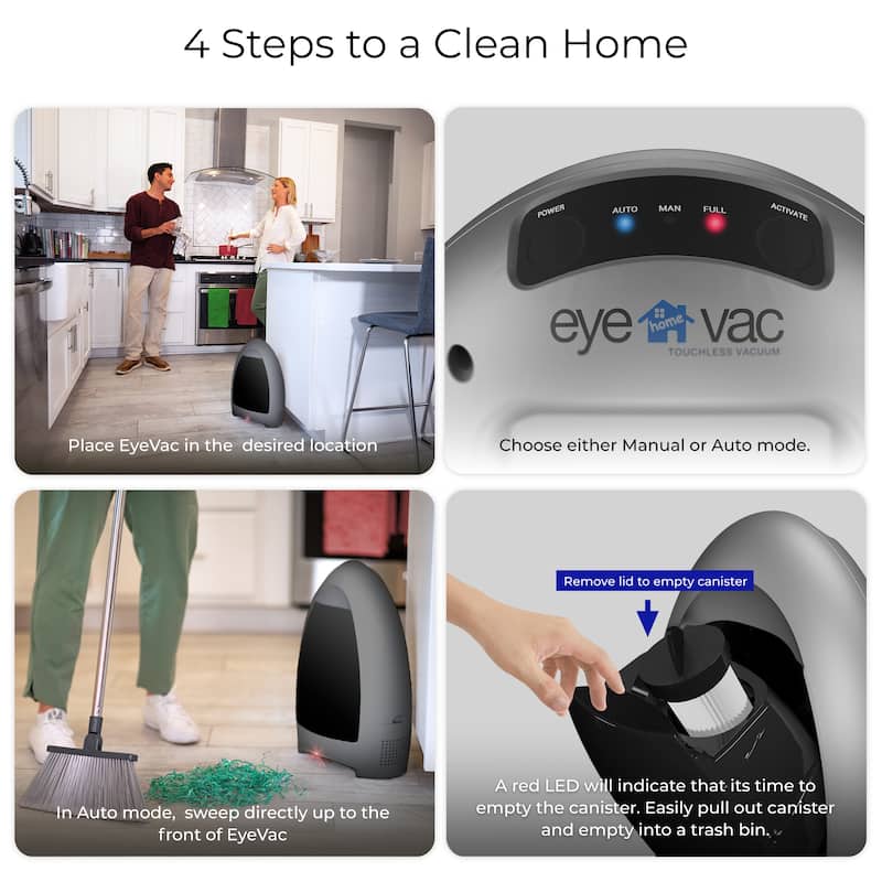 EyeVac Home Touchless Vacuum, Silver - 1 gallon