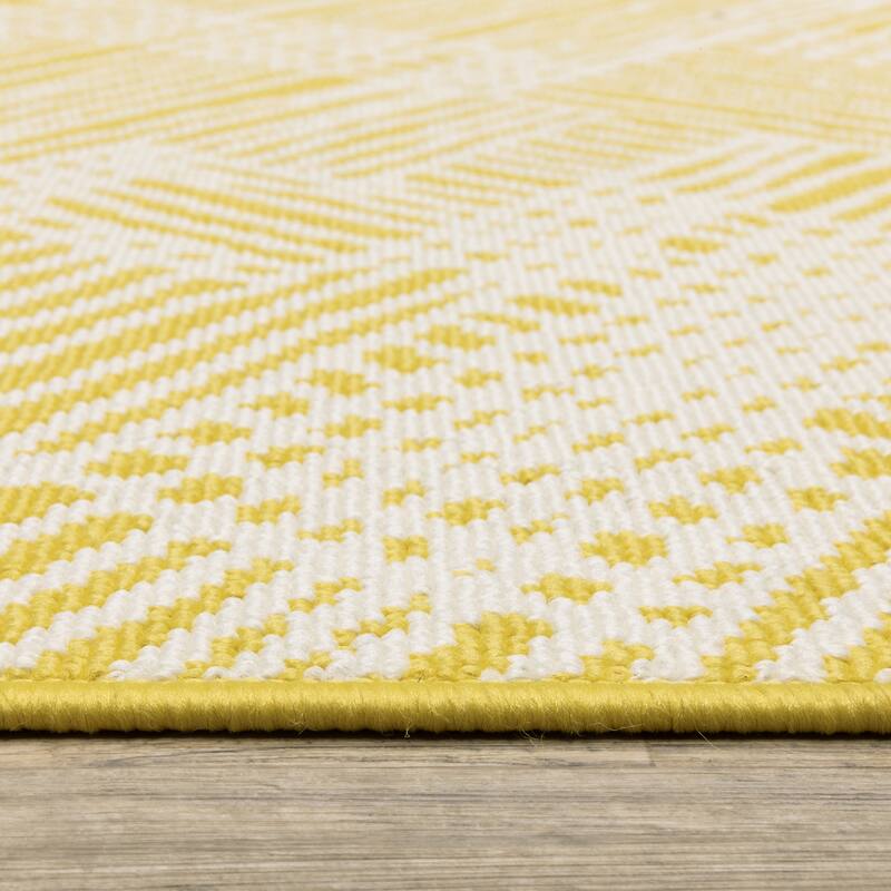 Harlowe Geometric Cross-hatch Yellow/ Ivory Area Rug