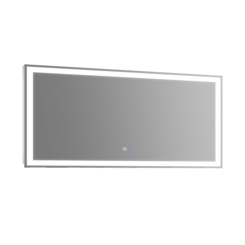 Wall Mounted Bathroom Rectangle Front And Back light LED Mirror With Anti Fog And Dimmable