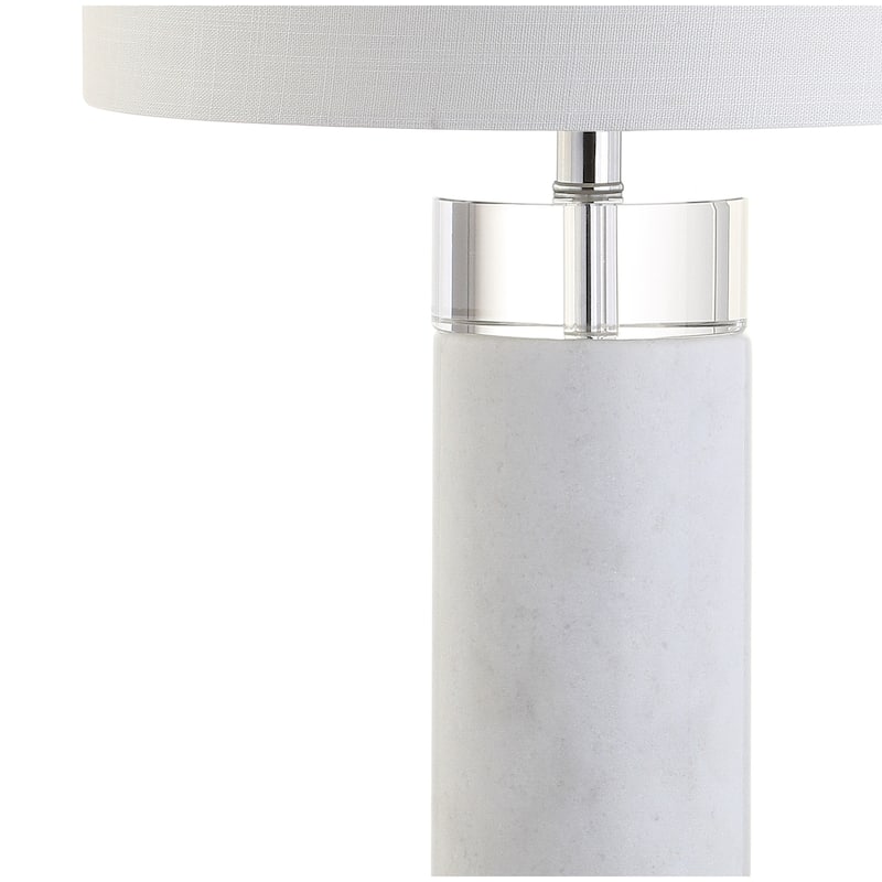 Claire 32" Marble/Crystal LED Table Lamp, White by JONATHAN Y