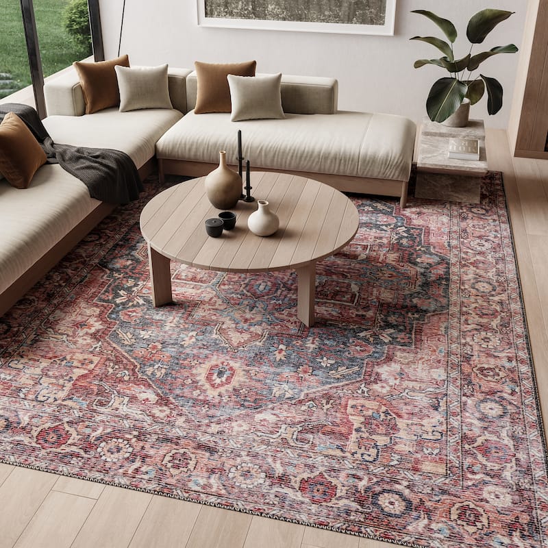 New Concept Washables Persian Boho Machine Washable Area Rug