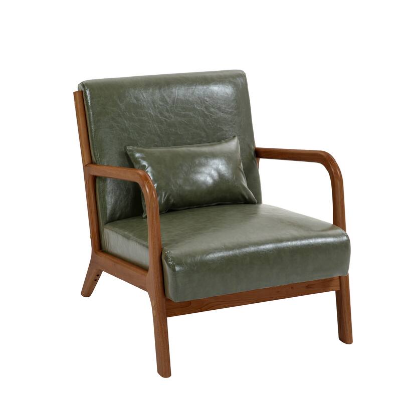Mid-Century Modern Upholstered Accent Chair with Wood Frame