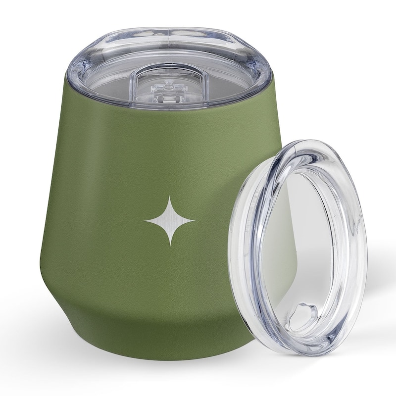JoyJolt Vacuum Insulated Stainless Steel Stemless Wine Tumbler with Lid - 12 oz - Green