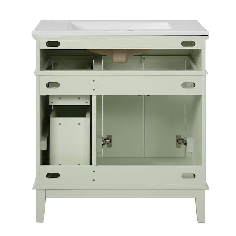 Roomfitters 30" Bathroom Vanity with Ceramic Sink, Storage Cabinet, Soft-Close Doors and Drawers