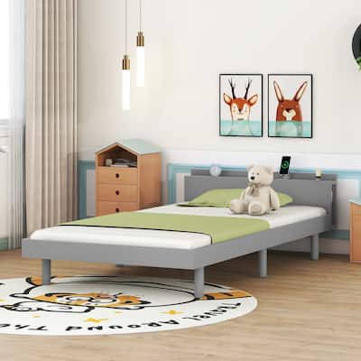 Modern Design Platform Bed Frame with Headboard