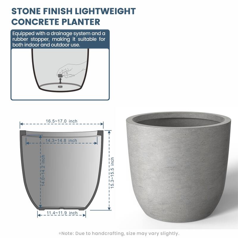 Tall Concrete Round Plant Pots / Large Indoor and Outdoor flower Planters