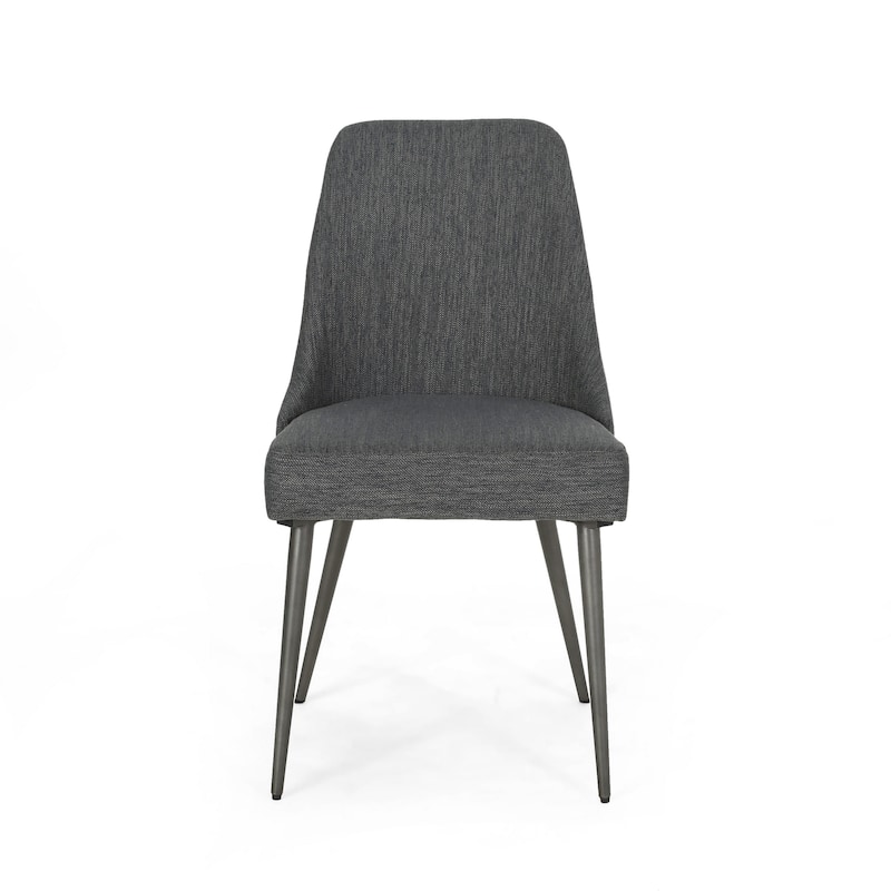 Dining Side Chair Set of 2, Smooth Textured Gray Fabric Armless Design