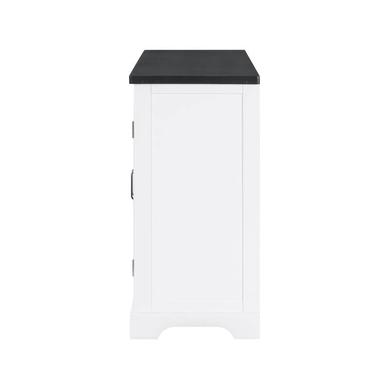 Wooden Sideboard with Metal Handles, Storage Cabinet with 4 Pine Door