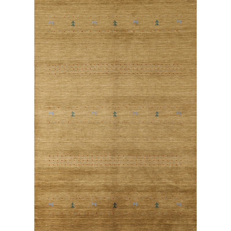 Tribal Gold Gabbeh Oriental Area Rug Handmade Wool Carpet - 5'3"x 7'8"