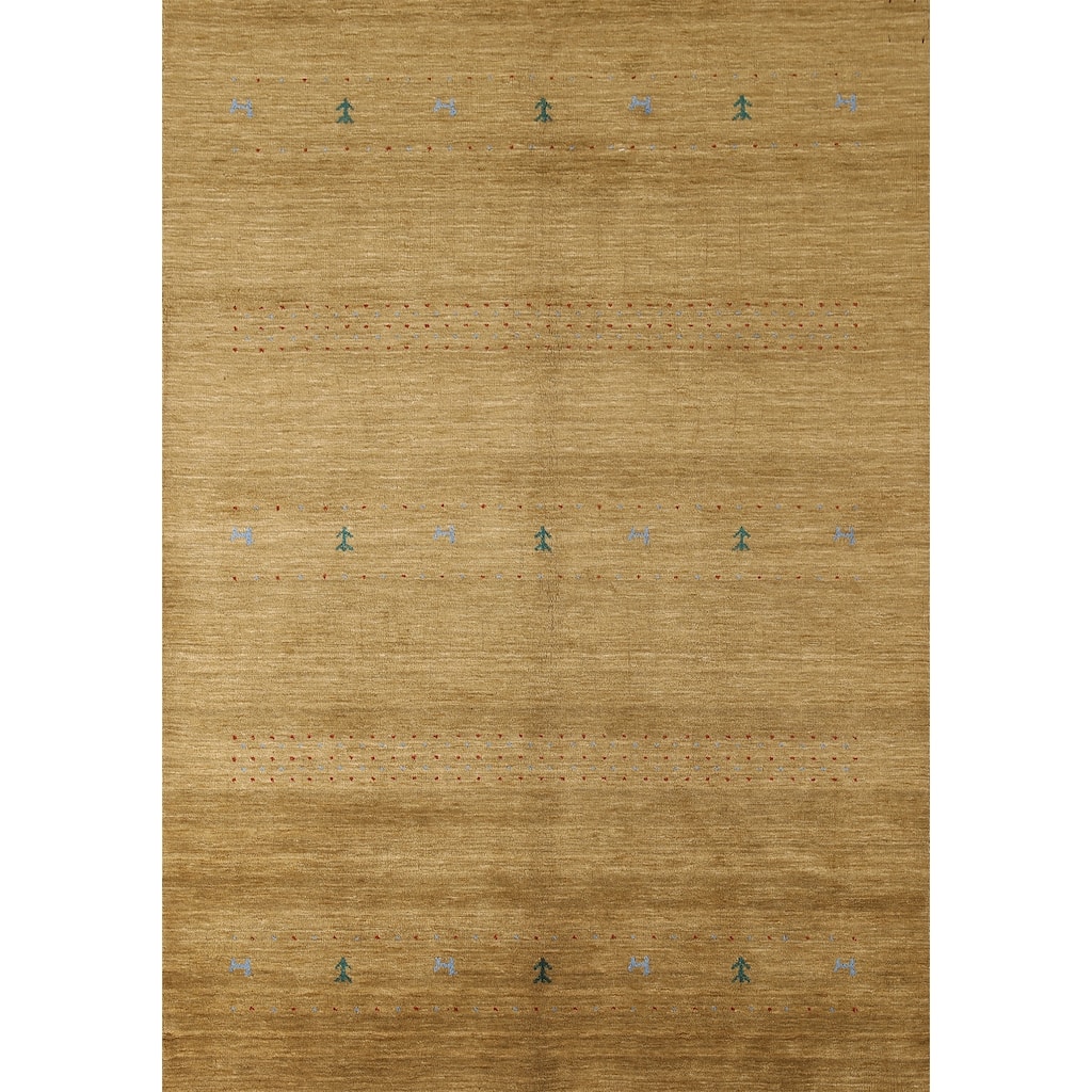 Tribal Gold Gabbeh Oriental Area Rug Handmade Wool Carpet - 5'3"x 7'8"