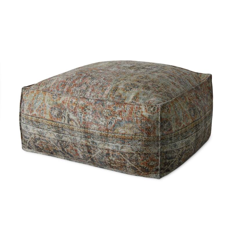 Alexander Home Loren Botanical Persian Pouf - Multi - 36"W x 36"D x 17"H