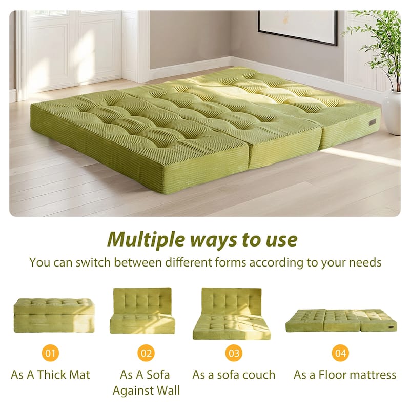 Corduroy 6Inch Tri-fold Mattress, Folding Memory Foam Mattress