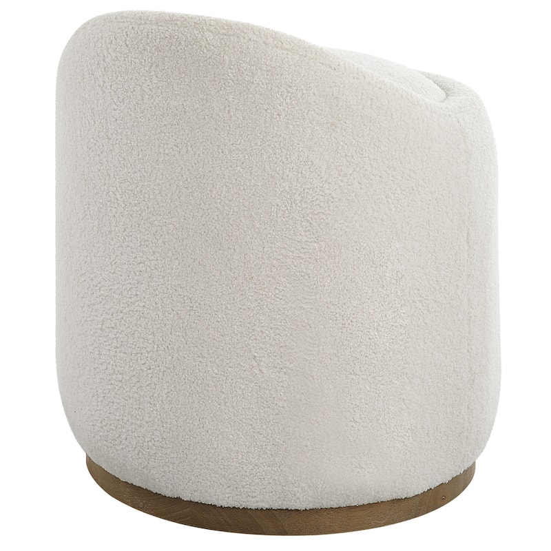 Upholstered Fluffy Swivel Pouf Ottoman - 24" - White and Brown