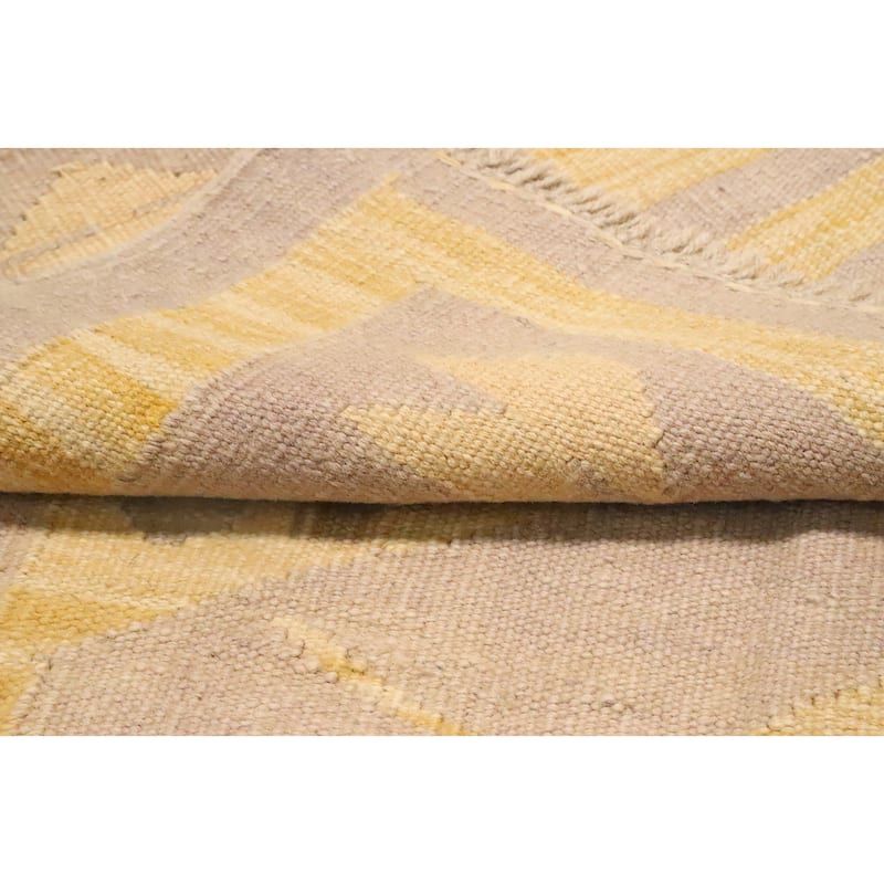 Hand Woven Oriental 100% Wool Carpet Southwestern Tribal Yellow & Gold Kilim Area Rug - 4' 10'' X 3' 4''