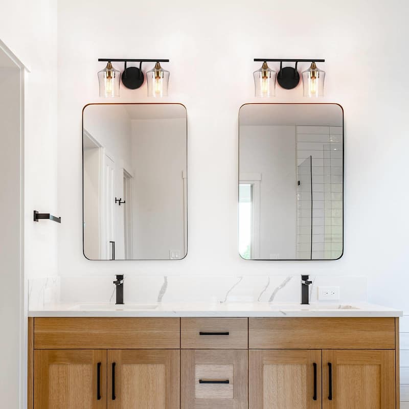 Modern Black Gold 2-Light Bathroom Vanity - 14" L x 7" W x 7" H