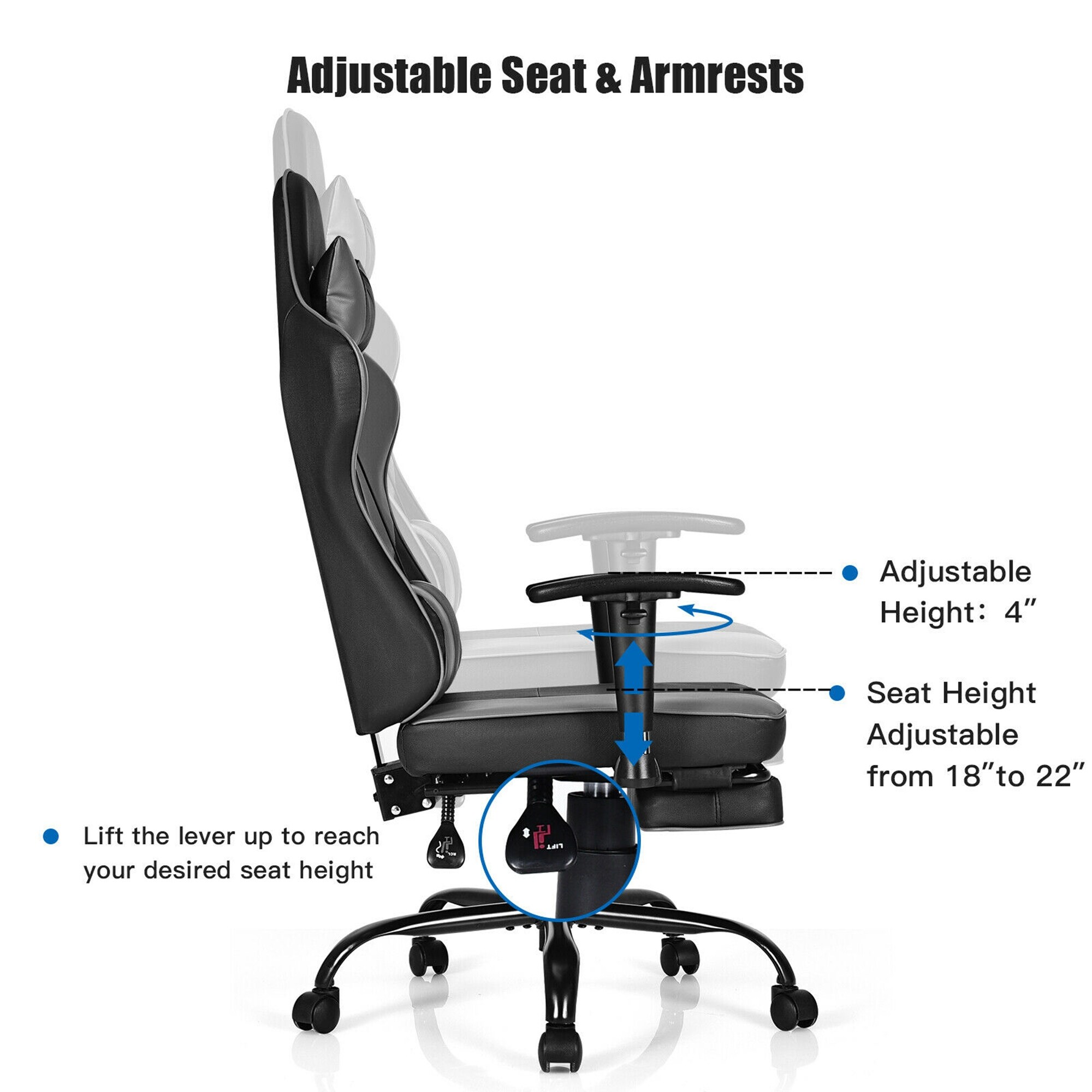 Gaming Chair Racing Style Office Chair with Lumbar Support - Bed Bath &  Beyond - 32500155