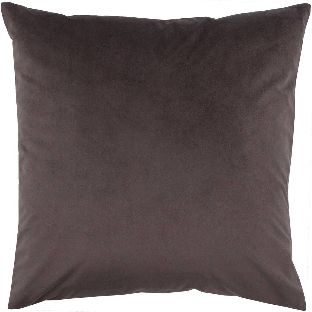 20" Gray Solid Velvet Square Throw Pillow