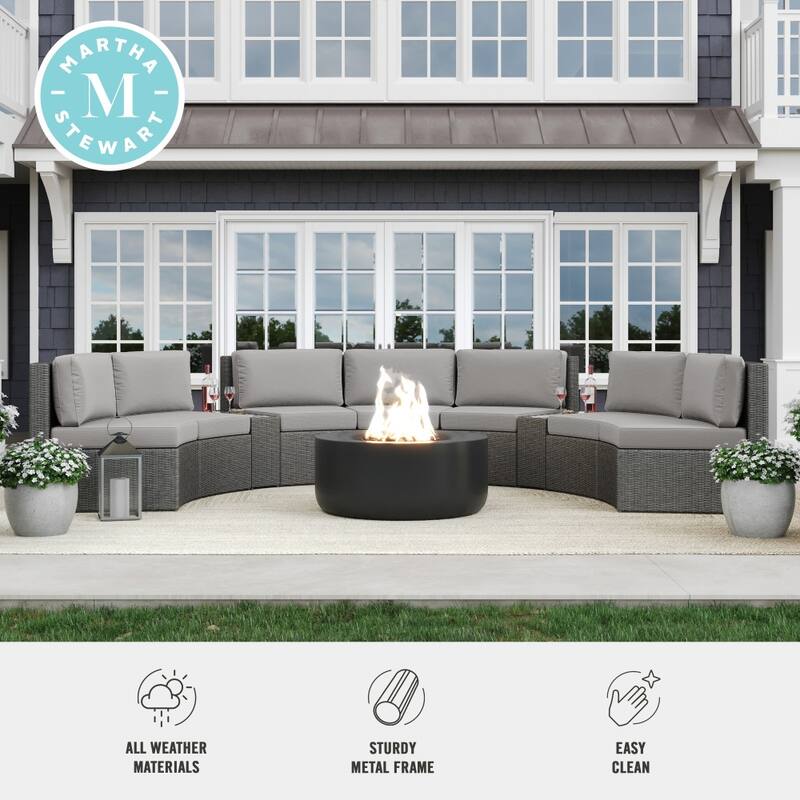 Martha Stewart Outdoor Modular Rattan Wicker Sectional Sofa Seats & Side Table - 33"W x 31"D x 30"H